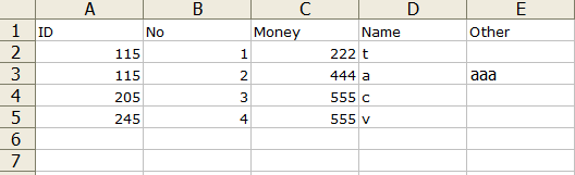 ตารางใน excel