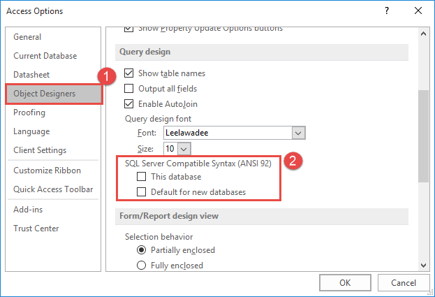 SQLCompatibility Syntax