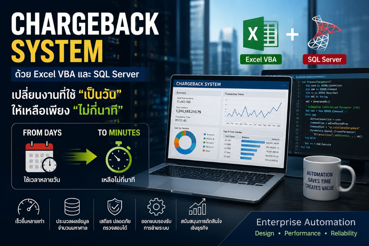 ออกแบบ Chargeback System สำหรับองค์กรด้วย Excel VBA และ SQL